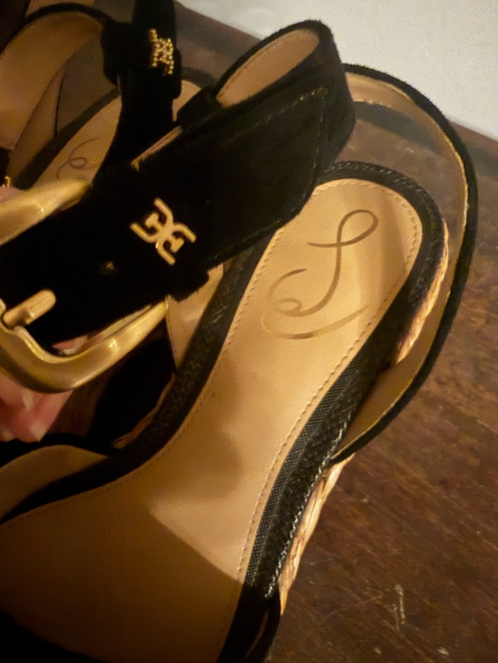 Sam Edelman Espadrille Wedge Sandals Black Raffia Platform Size 6 Summer Staple - Picture 9 of 10